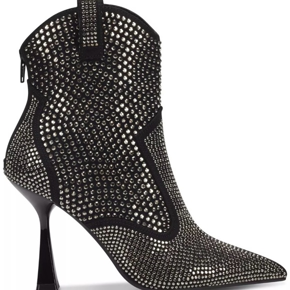 INC Black Rheinstone Comfort Oaklynne Pointed Toe Booties 8.5M - Picture 4 of 6